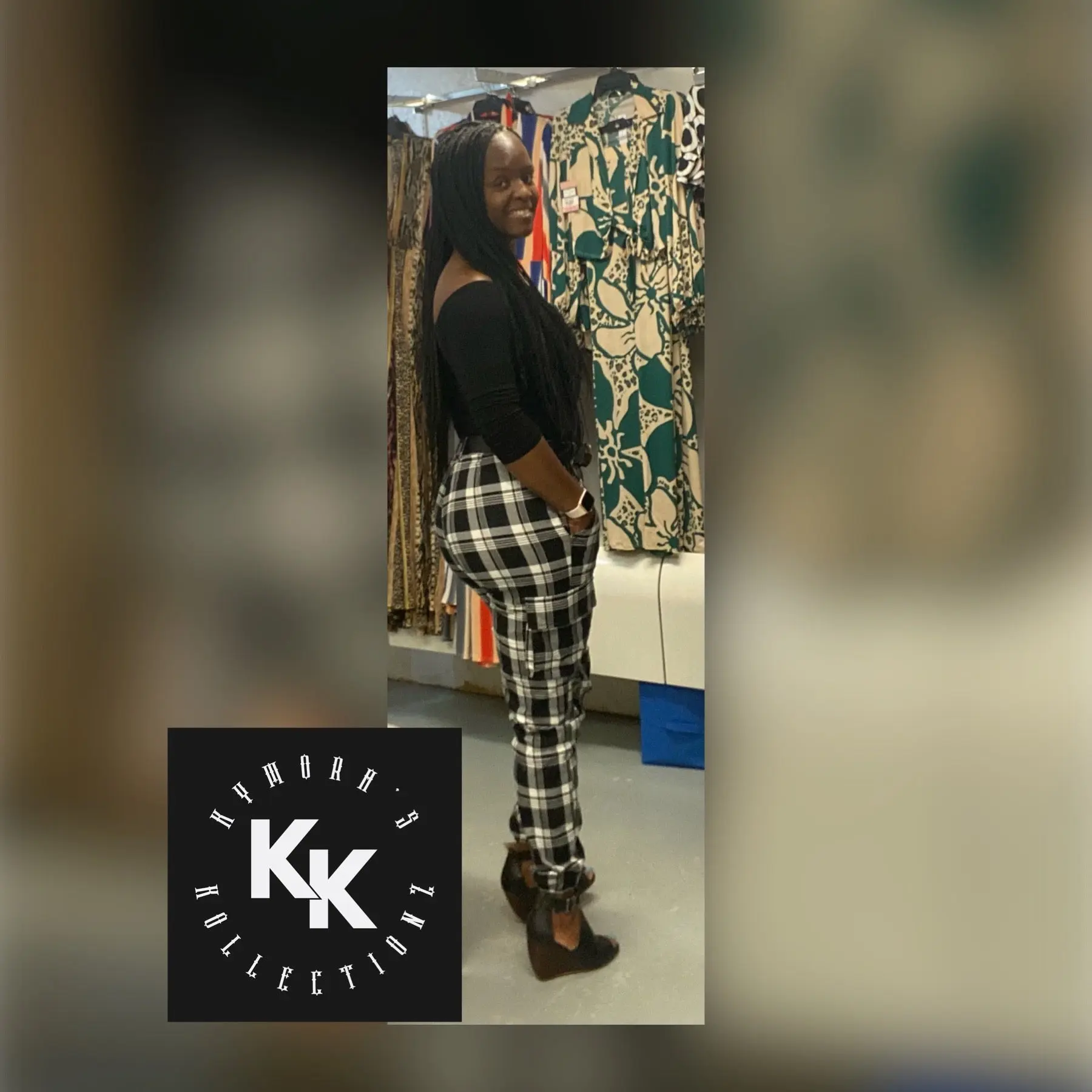 High Waist Checker Joggers