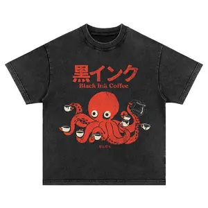 Men's Vintage Acid-Washed Cotton T-Shirt - Retro Letter Print, Regular Fit Short Sleeve Round Neck Casual Tee for Casual Attire, Vintage Tshirt, Relaxed Fit Top, Playful Design Shirt, Durable Casualwear, Streetwear Style, Batik Process, Urban Style