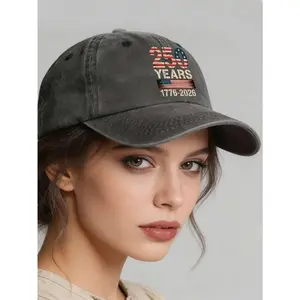 Men's Baseball Cap - American 250th Anniversary Print, Retro-Style Fashion Curved-Brim Hat
