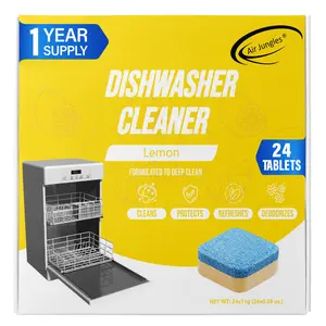 Air Jungles Dishwasher Cleaner (24 Counts), Deep Descaler, Formulated To Clean Dishwasher Machine, Remover Limescales, Odor, 12-Month Supply Household