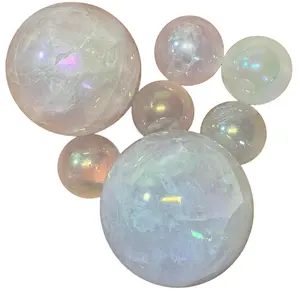 Angel Aura Rose Quartz Sphere - Healing | Balance | Raise Vibration | Calming | High Quality | Confidence aura quartz