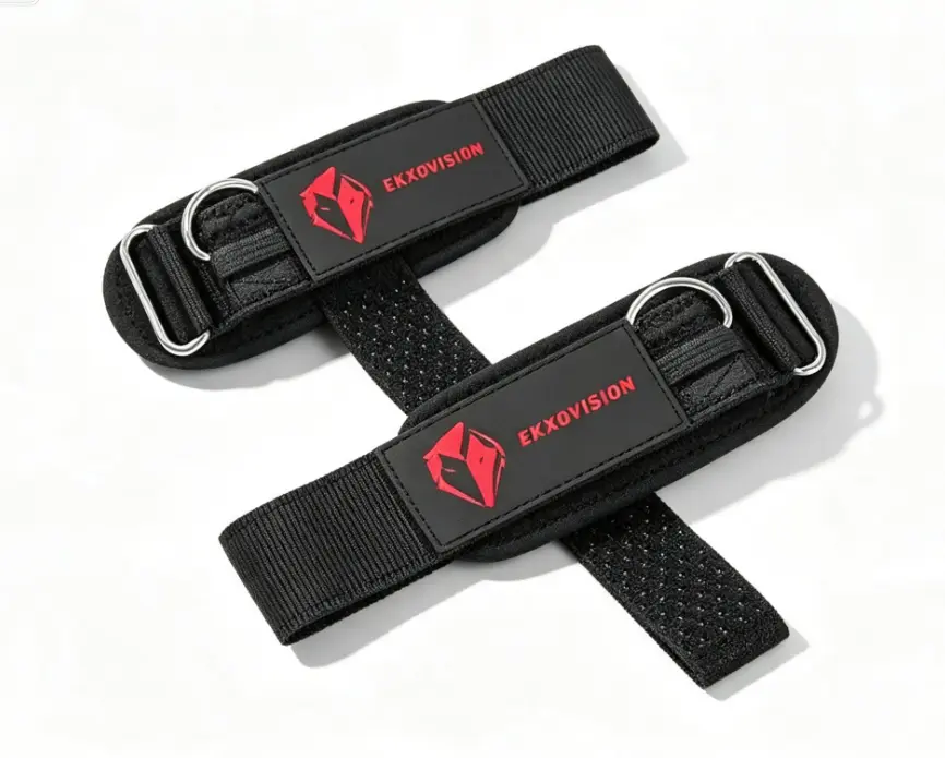 EKKOVISION Premium Fitness Wrist Lifting Straps, Sturdy Metal D-Ring Design, Gym Accessories for CrossFit Weight Training