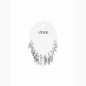 Cider 6 PAIRS HEART & FAUX PEARL & TWISTED HOOP EARRINGS SET