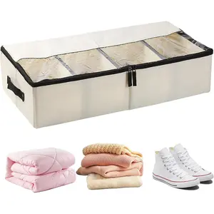 Shoe Storage Under Bed - with Clear Lid Removable Divider,Under Bed Shoe Storage Organizer,for Closet Bedroom Living Room Home Apartment Clothes Toy Boots High Heels Comforter Blanket