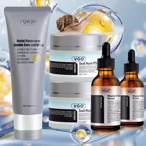 VGO 3-Piece Skincare Set—Vitamin C Serum, Moisturizer, and Facial Cleanser Set Cleansing Moisturizing Suitable for Sensitive Skin,Moisturizer for Sensitive Skin, Cleanses, Moisturizes, Provides Moisture and Hydration, Hydrate