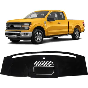 Car Dash Cover for Ford F-150/F150 2021-2025 (Only fits for 12-inch Touch Screen Dashboard) Polyester Non-Slip Center Console Dash Cover Interior Accessories for F150 Custom Fit Dash Mat Black