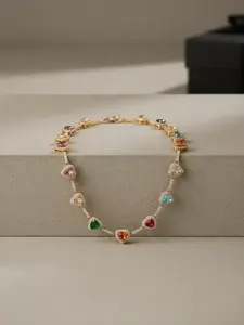 Heart Shaped Colorful Necklace, Elegant Rhinestone Decor Necklace for Women for Gift, Fashion Accessories for Party, Daily Clothing Decor, Heart Design Necklace