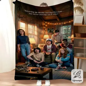 Friendship photo theme pattern printed flannel multi-functional blanket, with soft and lightweight texture, suitable for use on living room sofas, bedroom beds, and for home office or travel purposes. Suitable for all seasons. warm flannel blanket