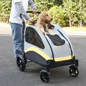 Large Dog Stroller 4 Wheel Pet Trolley Carrier Foldable for 2 Dogs up to 121 lbs with Storage soft sided cat ball pit DIY Outdoor Enclosure Platforms