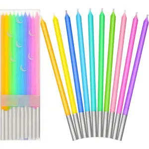 100 Pieces Rainbow Cake Candles Long Birthday Candle Colorful Cake Candles Long Thin Cupcake For Party,Wedding,Birthday Decoration Supplies