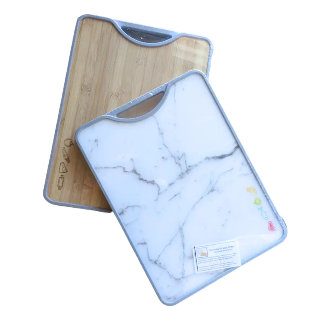 Dual Sided Kitchen Cutting Board - Wooden & Marble Design for Versatile Use in Your Kitchen Kitchenware Vegetable