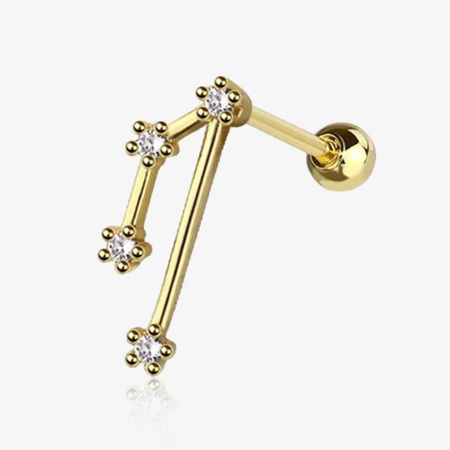 Golden Taurus Zodiac Multi-Gem Sparkles Cartilage Tragus Barbell