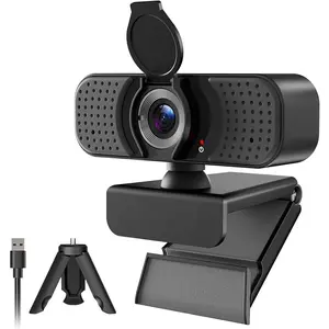 1080P  Webcam with Dual Mics &Rotatable Tripod, Cover for Pc/Laptop, Usb  Camera Plug & Play with Auto Light Correction for Video Calls, Live Streaming Gaming & Online Meetings