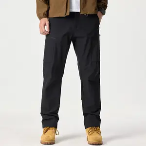 Men's thin outdoor hiking soft shell casual pants with micro elastic straight tube ice silk fabric men's pants