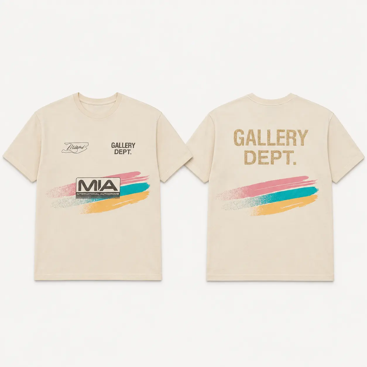 Gallery Dept MIA International Autodrome T-Shirt, Motorsport Brush Stroke Front Graphic, Large Back Logo Racing Streetwear Tee