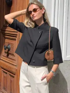 Women's Jacket Spring New Plaid Long Sleeve Asymmetric Design Slim Fit Blazer Coat Fashionable Style Outerwear Womenswear