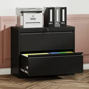 2 Drawer Lateral File Cabinet with Lock – Heavy-Duty Metal Filing Cabinet for Home Office, Space-Saving Wide Storage for Letter/Legal/A4/F4, Silent Full-Extension Slides, Easy-Assembly Hanging Files Steel Build Central Locking System Hanging Files