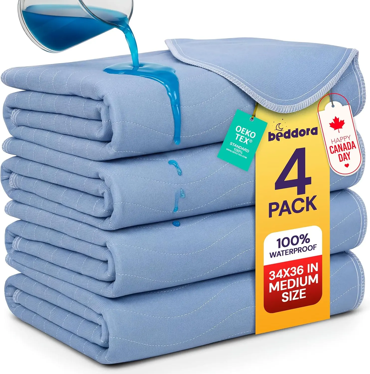 UltraShield Premium Disposable Underpads, Blue, Pack of 4 – Maximum Absorbency Waterproof Bed Protection Pads