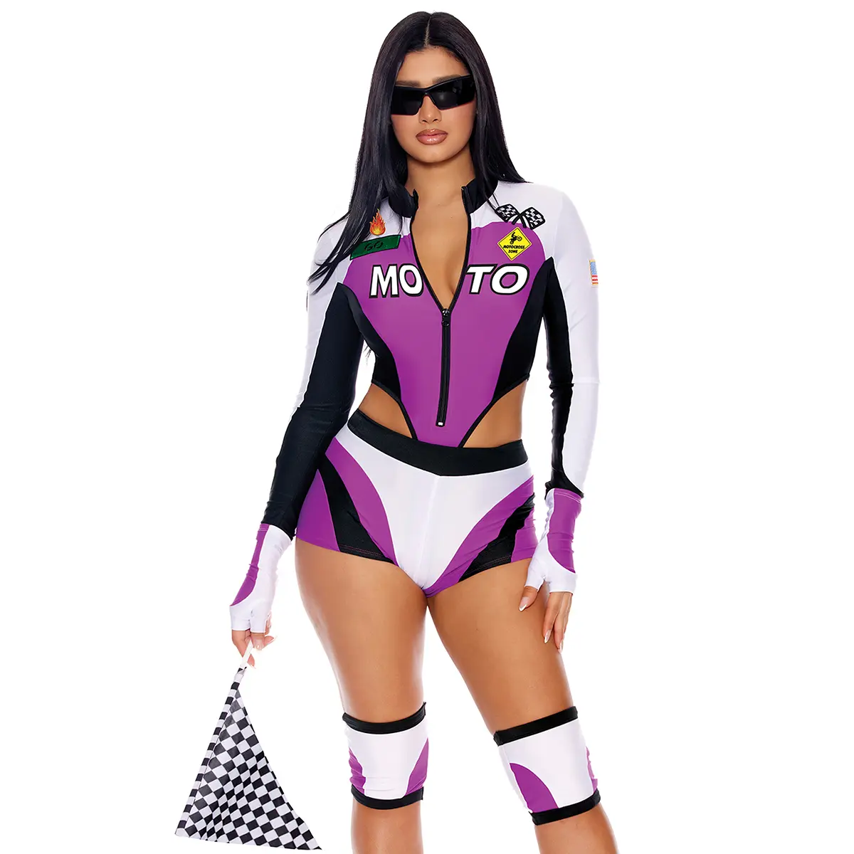 Forplay Women's Halloween Ready To Race 5-Piece Women's Sexy Motocross Racer Costume