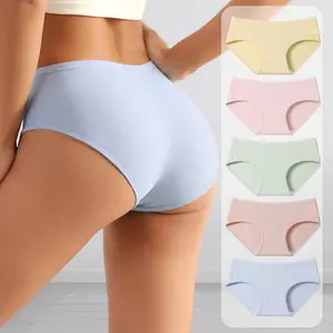 Hotcom Women's 5pcs Solid Comfy Natural Waist Underwear Soft Breathable Everyday Knickers Minimalist Briefs Mixed Color Panties Fit Comfort - Womenswear, Fabric