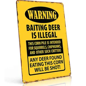 Warning Baiting Deer Is Illegal Corn Pile For Small Critters Only 8x12 Aluminum Sign Ideal For Rural Yard Spaces Wall Decor Rust Resistant Pre Drilled Holes
