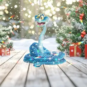 Holographic Snake Detective Inspired Ornament, Funny Animal Character Christmas Decor, Cartoon Style Holiday Gift For Fans