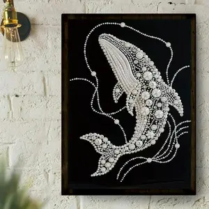 Pearl Whale Diamond Painting Set, Colorful Pearl Decorative Painting, Three-dimensional Handmade Sticker Decorative Painting