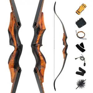 Deerseeker Outdoor 60"/62" Takedown Recurve Bow Kit with Laminated Limbs Bamboo Core Traditional Hunting Bow Set Right Hand & Left Hand for Adults & Youth Bow Hunting 3D Target Shooting 20-70 lbs