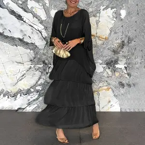 Round Neck Chiffon Layered Loose Dress - Stylish Classic Design for Versatile Wear