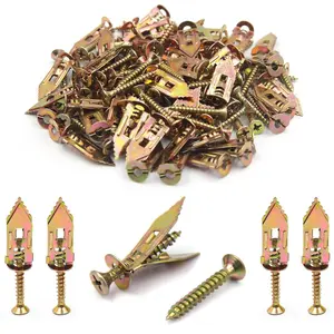 100PCS/200PCS Self-Drilling Drywall Anchors Kit No Drill Needed Easy Hang for Home & Office Includes 100 Anchors 100 Screws for Quick Install Adjustable Hooks & Bracket
