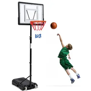 Basketball Hoop Outdoor 5.2-10Ft Portable, 44 Inch Shatterproof Backboard & Rebound Plate & Quick Adjustable Basketball Goal System for Kids/Adults