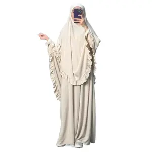 Dress Hijab Eid Muslim Headcarf Women Jilbab 2 Piece Set Jubha Islamic Hijabs Musulman Prayer Garment