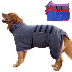 Dog Drying Coat-Quick-Dry Dog Towel Robe-  Super Absorbent Microfiber Pet Bathrobe with  Adjustable Neck&Belly Straps, Fast-Drying Outer  Layer for Dogs& Cats