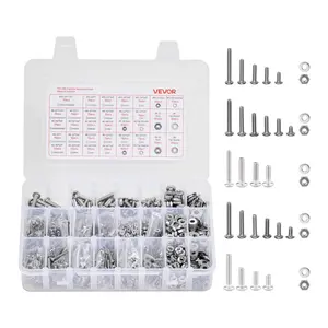【DealsForYouDays】VEVOR 1110 Pcs Bolts and Nuts Assortment Kit,  , Imperial Machine Screws and Flat Washers, Stainless Steel 10-24,8-32,2-56,6-32,4-40, for Furniture /Equipment/Vehicle Assembly, Silver