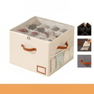 A half-sized wardrobe with a shoe organizer rack, capable of holding up to 16 pairs of shoes, adjustable dividers for shoe storage, a fabric shoe storage box with a transparent cover, box-style compartment racks/shelves, Home storage supplies