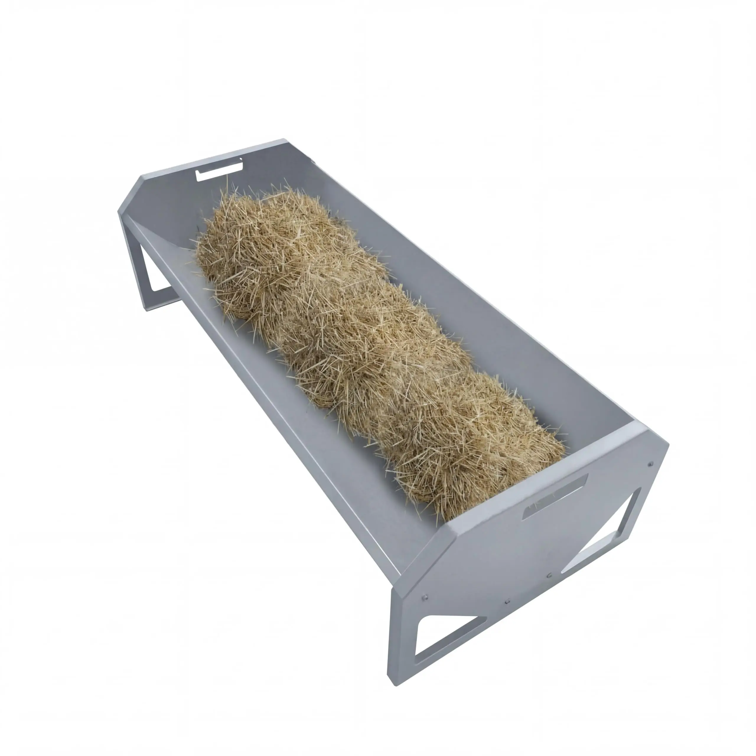 GAOMON 22 Gallon Capacity Livestock Feeder, 45" Hay Feeder for 10 Sheep Once, Heavy Duty Steel Livestock Feeding Trough for Horse, Goat, Sheep, Cattle, Cow, Alpaca, Silver