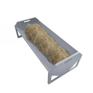 22 Gallon Capacity Livestock Feeder, 45" Hay Feeder for 10 Sheep Once, Heavy Duty Steel Livestock Feeding Trough for Horse, Goat, Sheep, Cattle, Cow, Alpaca, Silver
