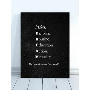 Inspirational wall art office prints Dream Hustle quote work hard quote mens office decor motivational definition prints for work