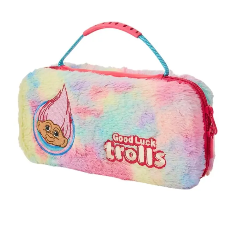 Numskull Good Luck Trolls Hard Shell Travel Case, Compatible with Switch Console, Colorful Fluffy Gaming Console Storage Accessory