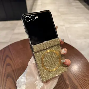 For Samsung Galaxy Z Flip 7 Case Fashion glitter Magnetic wireless charging Protective Back Cover For Samsung Z Flip 7 Shell