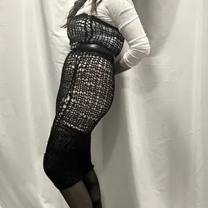 Nylon knit maxi skirt