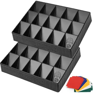 2 Pack Card Sorting Tray - Stackable Trading Cards Organizer, 15-Compartment Playing Card Organizing Tool, Sorter for Raw, Sleeved and Toploaders, Includes Label Dividers