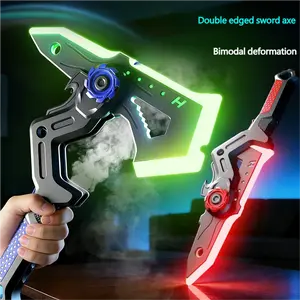 Interstellar Spark Battle Blade Toy With Dual Form One Button Transformation RGB Light Vibration Feedback And Spray Mist System For Cosplay