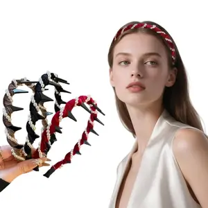 3 Pack Vintage High Cranium Artificial Pearl Hairband,Elegant Beaded Pearl Headbands with Teeth, Comb Hair Hoop Band Headwear for Women Girls, Non Slip Hair Comb Head Bands Hairs Accessories Gift