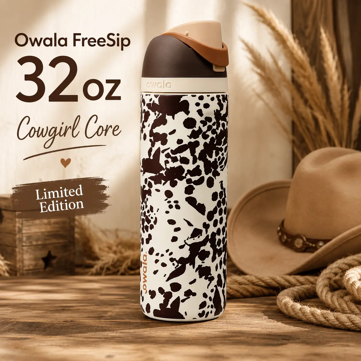 Owala FreeSip 32oz Cowgirl Core Limited Edition Insulated Water Bottle