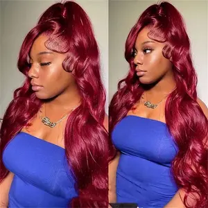 Hot Star Burgundy 13x6 HD Lace Front Wigs Human Hair Wigs for Women 32 Inch Pre Plucked 180% Density Straight 99J Wig