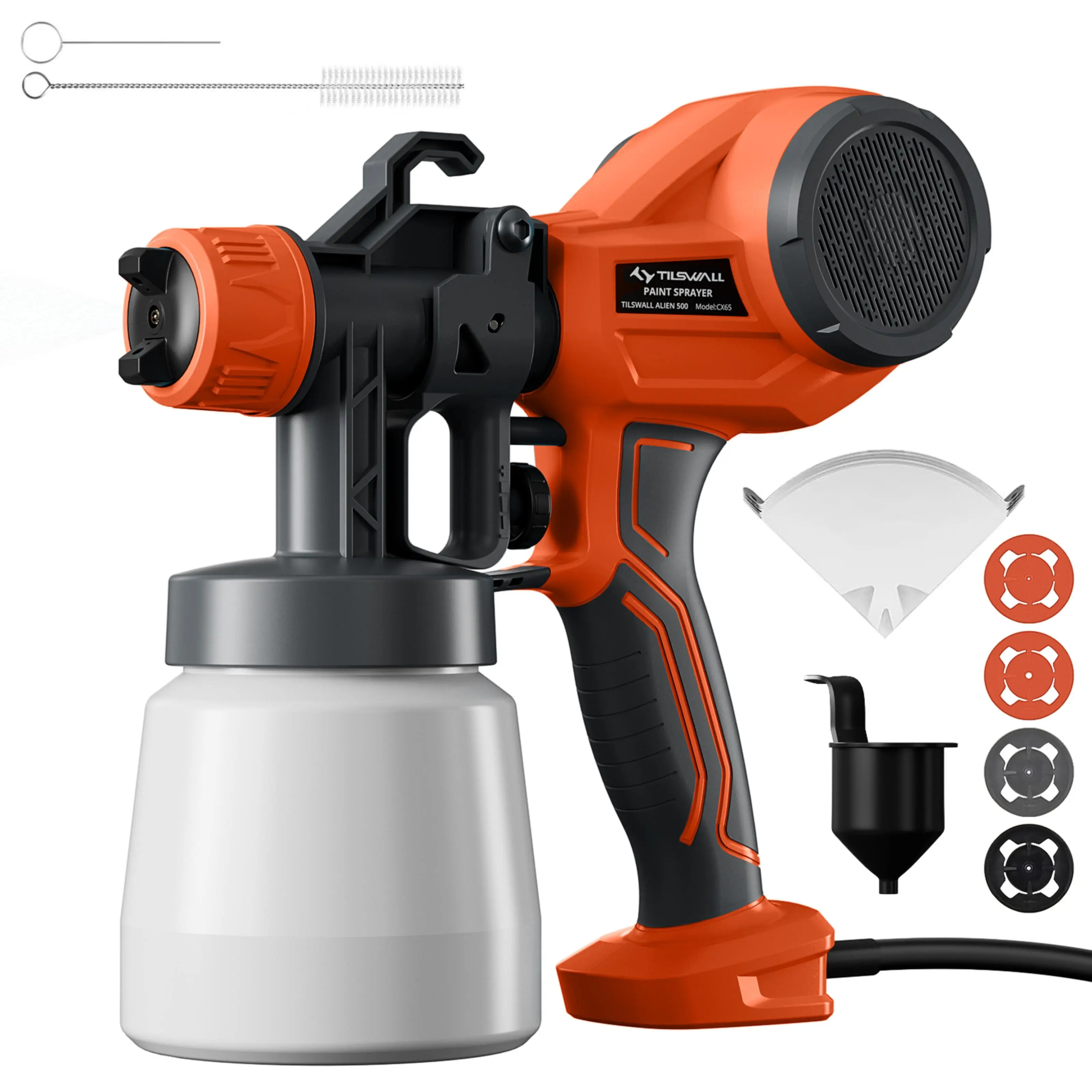 TILSWALL Alien500 Ultra Electric spray gun, electric paint sprayer, garden yard, small portable paint sprayer with 360 rotation nozzle, four nozzles,p