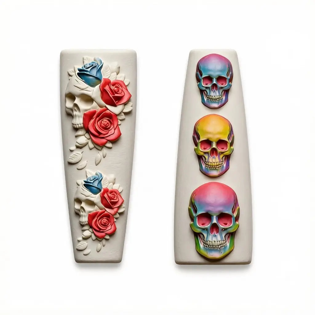 Gothic Skeleton Rose Skull Heart 3D Nail Art Design Silicone Molds Set, Long Coffin False Nail Tips Mold, DIY Halloween Resin Clay Crystal Epoxy UV Acrylic Nail Decoration Tools, Nail Art Supplies