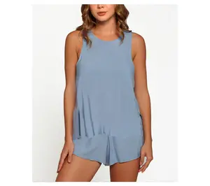 iCollection Soft Tank and Pleated Shorts Pajama Set