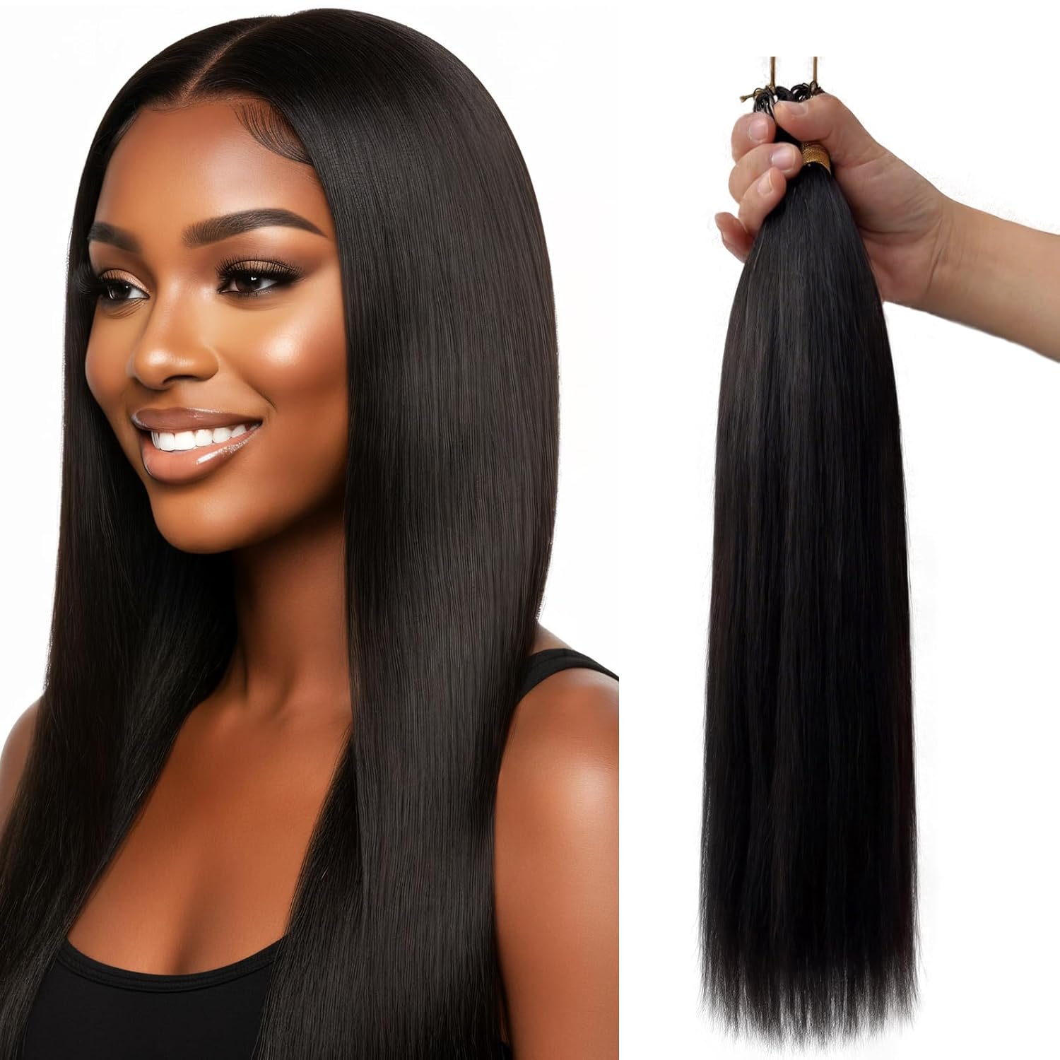 EPAKUL Straight Bundles Human Hair 16 18 20 22 Inch 100% Unprocessed Brazilian Virgin Hair 4 Bundles Human Hair Trippy Hair Weave Bundle Extension for Black Women Natural Color